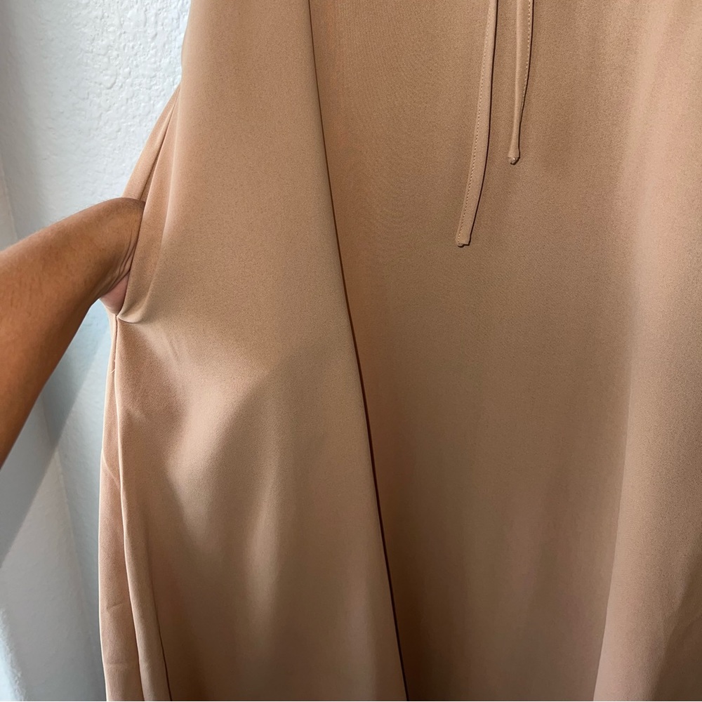 CAMELLIA Y2K Tan Beautiful Open Side Zipper MIDI Dress Size L. - Picture 9 of 12